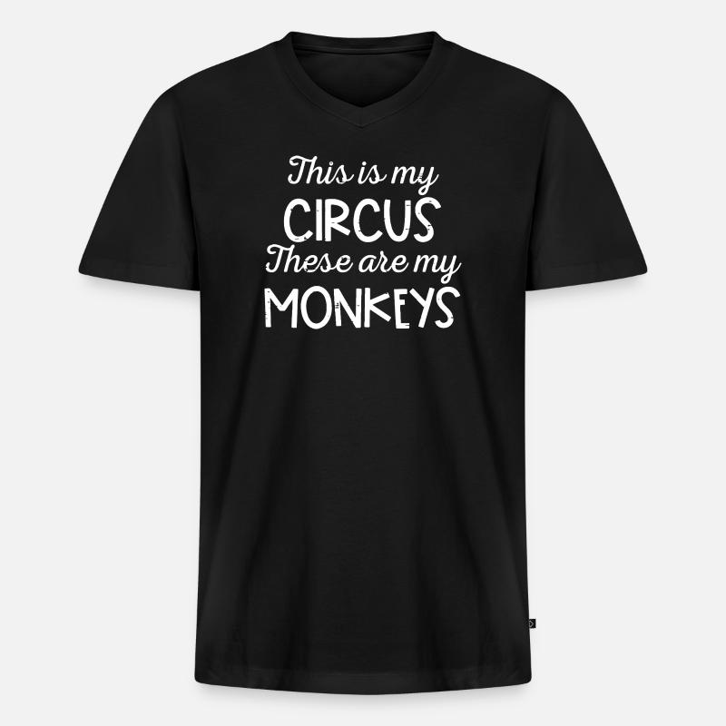 Zirkusaffen-Typografie - Männer Premium Bio T-Shirt mit V-Ausschnitt - Schwarz