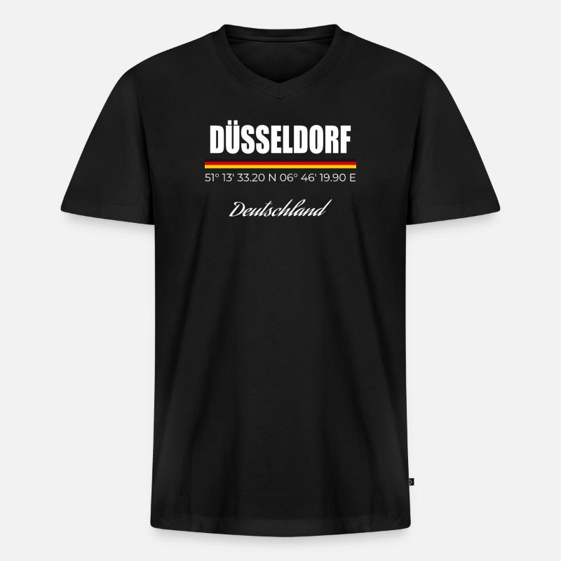 Düsseldorf - Männer Premium Bio T-Shirt mit V-Ausschnitt - Schwarz