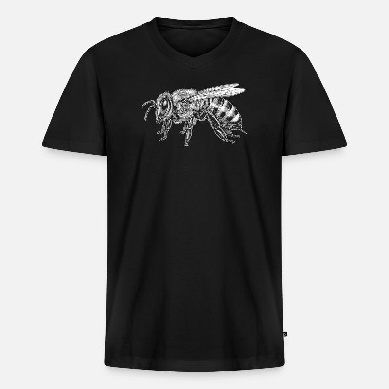 Honigbiene - Männer Premium Bio T-Shirt mit V-Ausschnitt - Schwarz