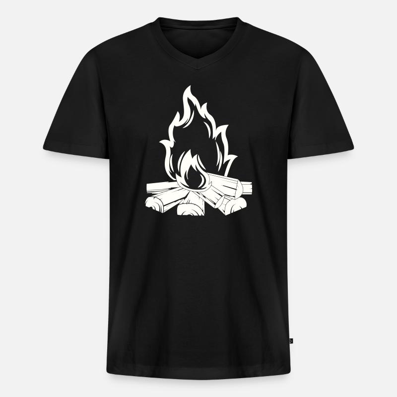 lagerfeuer - Männer Premium Bio T-Shirt mit V-Ausschnitt - Schwarz