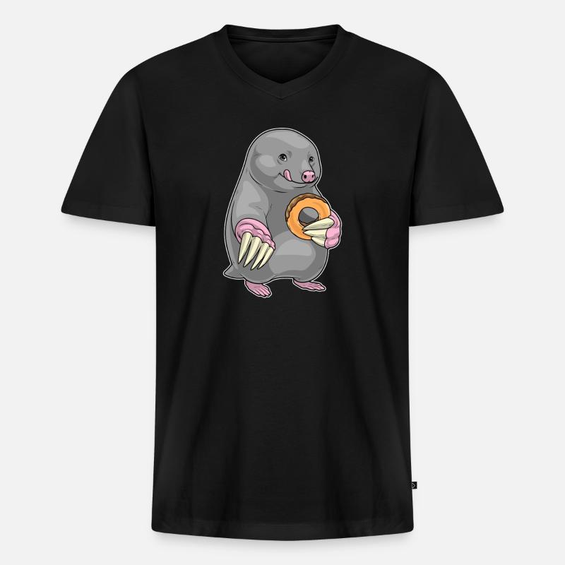 Maulwurf Donut - Männer Premium Bio T-Shirt mit V-Ausschnitt - Schwarz
