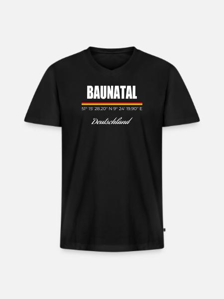 Baunatal - Männer Premium Bio T-Shirt mit V-Ausschnitt - Schwarz