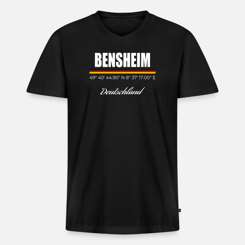 Bensheim - Männer Premium Bio T-Shirt mit V-Ausschnitt - Schwarz