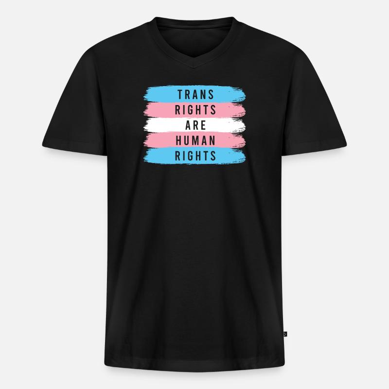 LGBTQ-Pride-Monat – Trans-Rechte sind Menschenrechte - Männer Premium Bio T-Shirt mit V-Ausschnitt - Schwarz