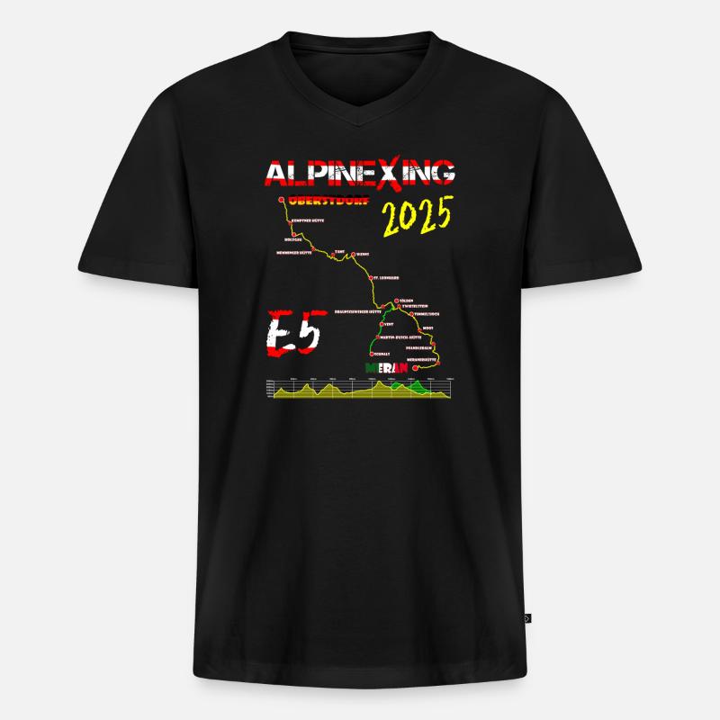 E5 Oberstdorf Meran 2025 - Männer Premium Bio T-Shirt mit V-Ausschnitt - Schwarz