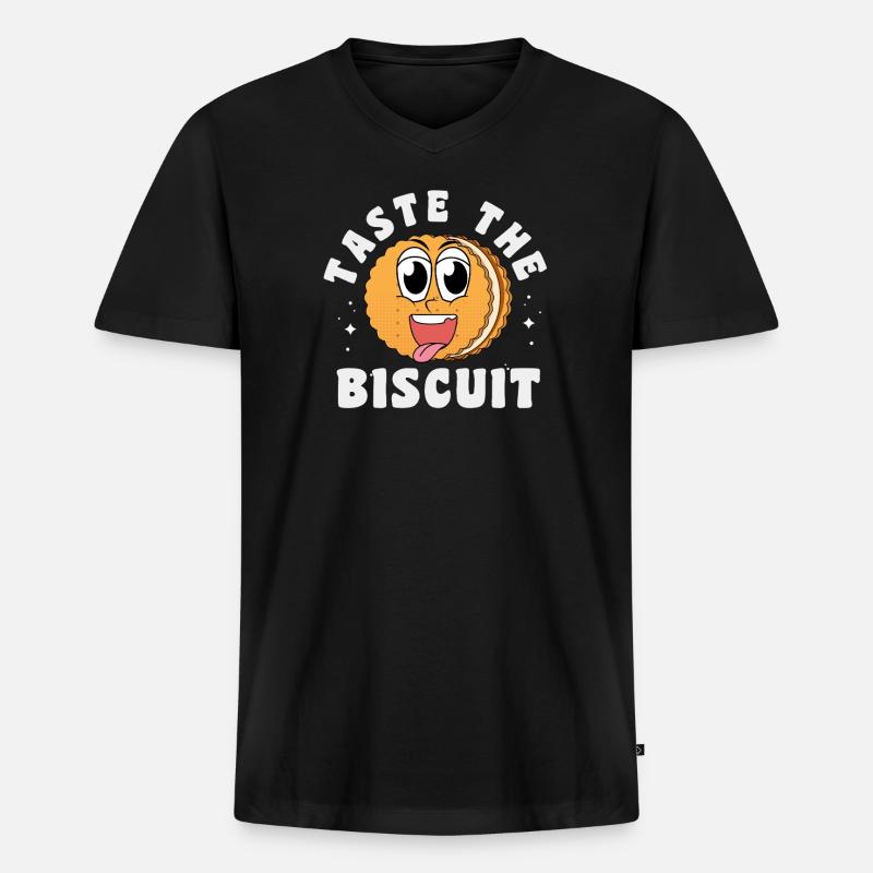 Probieren Sie den Biscuit-Cartoon-Keks - Männer Premium Bio T-Shirt mit V-Ausschnitt - Schwarz