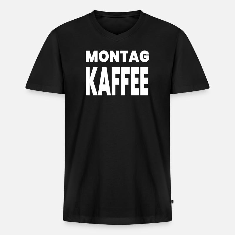 Kaffee - Männer Premium Bio T-Shirt mit V-Ausschnitt - Schwarz