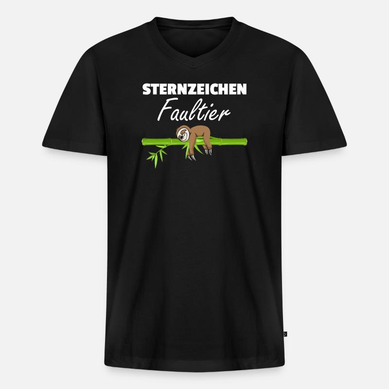 Sternzeichen Faultier Loading - Männer Premium Bio T-Shirt mit V-Ausschnitt - Schwarz