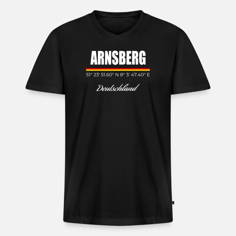 Arnsberg - Männer Premium Bio T-Shirt mit V-Ausschnitt - Schwarz