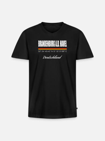Brandenburg an der Havel - Männer Premium Bio T-Shirt mit V-Ausschnitt - Schwarz