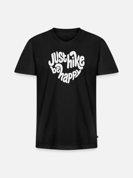Just Hike Be Happy Lettering - Men's Premium Organic T-shirt with V-neck - black