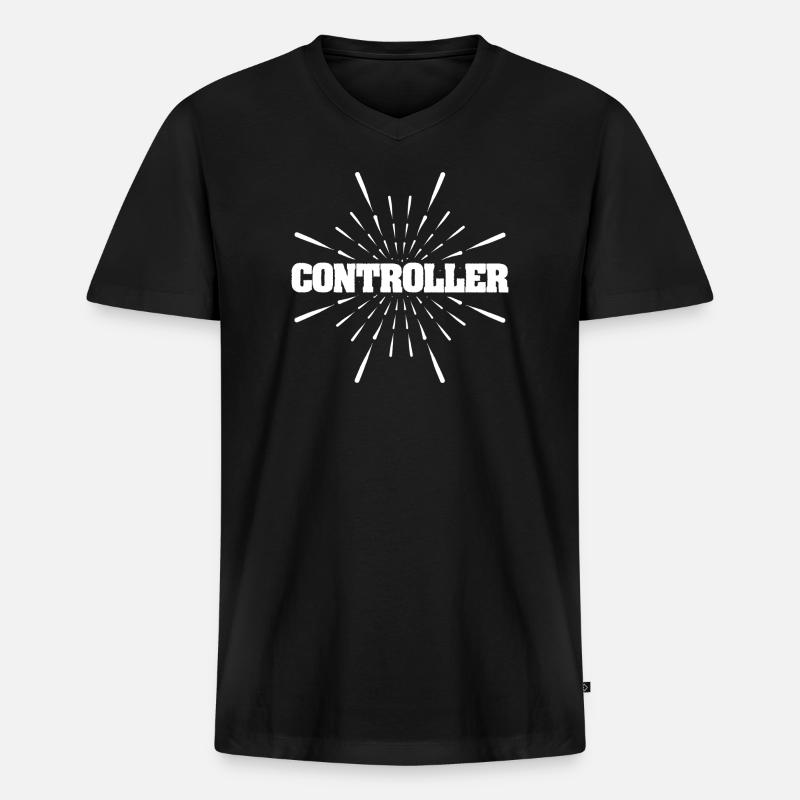 Controller Burst Graphic - Männer Premium Bio T-Shirt mit V-Ausschnitt - Schwarz