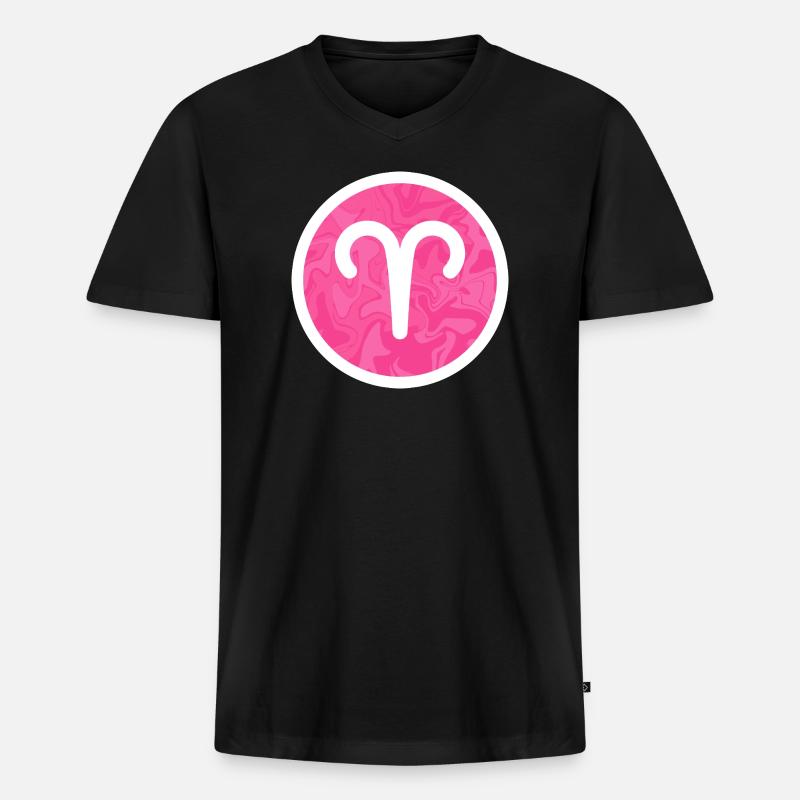 Widder-Sternzeichen Rosa Marmorsymbol - Männer Premium Bio T-Shirt mit V-Ausschnitt - Schwarz