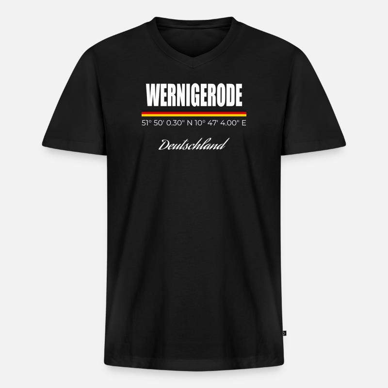 Wernigerode - Männer Premium Bio T-Shirt mit V-Ausschnitt - Schwarz