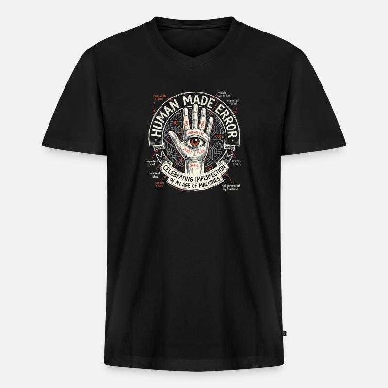 Human Made Error - Männer Premium Bio T-Shirt mit V-Ausschnitt - Schwarz