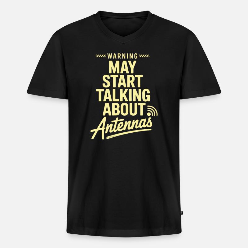 Retro Tech Satire Antenne Gesprächsplakat - Männer Premium Bio T-Shirt mit V-Ausschnitt - Schwarz