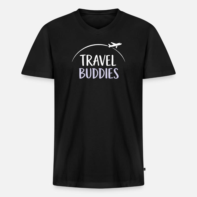 Travel buddies - Männer Premium Bio T-Shirt mit V-Ausschnitt - Schwarz
