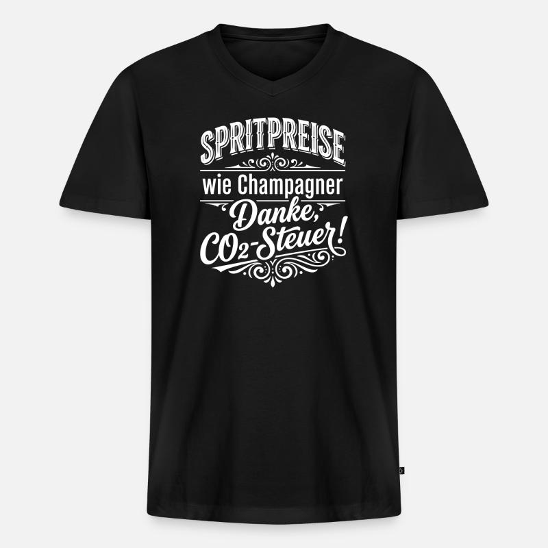 Spritpreise wie... - CO2 Steuer - Männer Premium Bio T-Shirt mit V-Ausschnitt - Schwarz