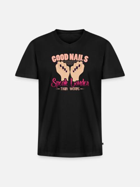 Nageldesigner Nageldesignerin Kosmetik Nagelstudio - Männer Premium Bio T-Shirt mit V-Ausschnitt - Schwarz