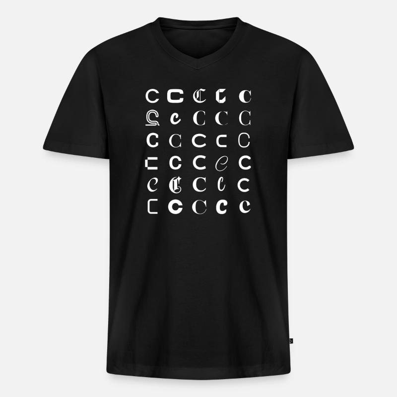 Typografie C-Glyphen-Monogramm-Satz - Männer Premium Bio T-Shirt mit V-Ausschnitt - Schwarz