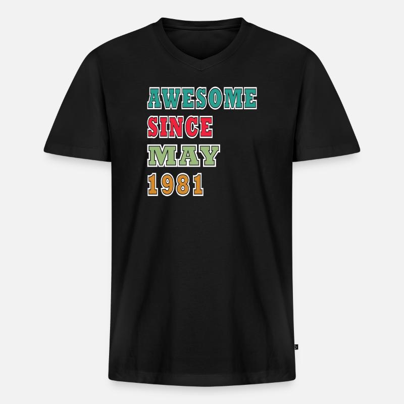 Awesome seit Mai 1981 - Männer Premium Bio T-Shirt mit V-Ausschnitt - Schwarz