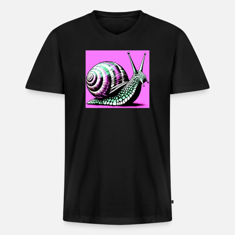 Schnecke - Männer Premium Bio T-Shirt mit V-Ausschnitt - Schwarz