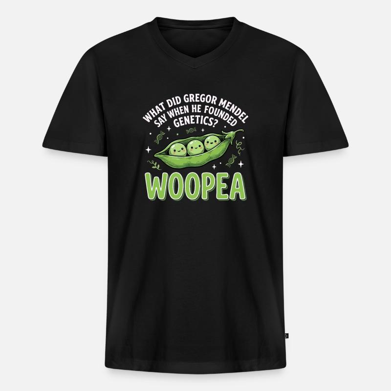 ErbsenGenetik Mendelwitz WOOPEA - Männer Premium Bio T-Shirt mit V-Ausschnitt - Schwarz