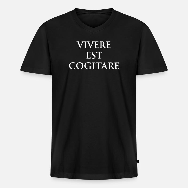 Vivere Est Cogitare Tee - Männer Premium Bio T-Shirt mit V-Ausschnitt - Schwarz