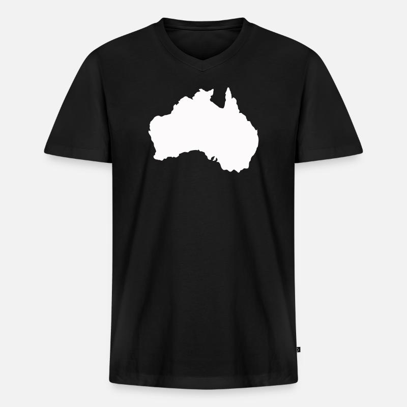 Australien Silhouette Minimal - Männer Premium Bio T-Shirt mit V-Ausschnitt - Schwarz