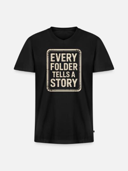 Every Folder Tells a Story - Men's Premium Organic T-shirt with V-neck - black