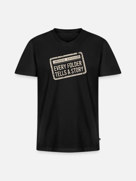 Every Folder Tells a Story - Men's Premium Organic T-shirt with V-neck - black