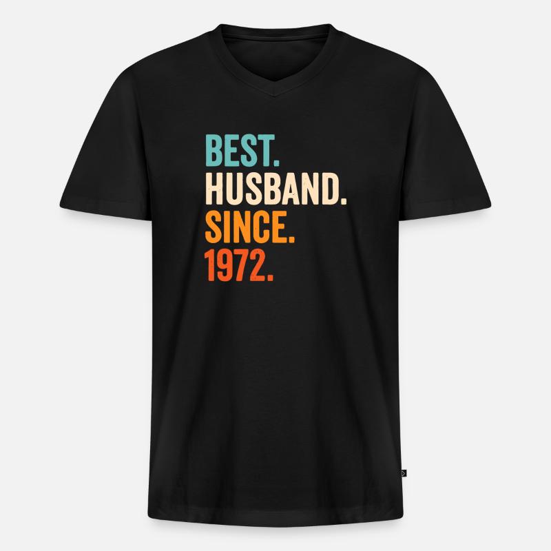 Bester Ehemann seit 1972 - Männer Premium Bio T-Shirt mit V-Ausschnitt - Schwarz