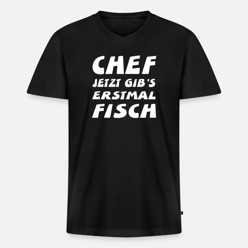 Chef - Männer Premium Bio T-Shirt mit V-Ausschnitt - Schwarz