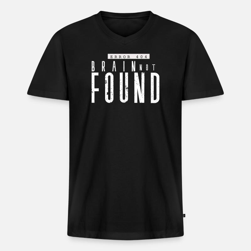 Error 404 Lost Brain - Men's Premium Organic T-shirt with V-neck - black