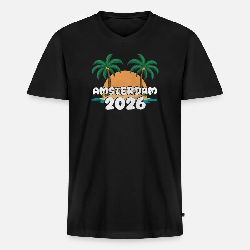 Amsterdam 2026 - Männer Premium Bio T-Shirt mit V-Ausschnitt - Schwarz