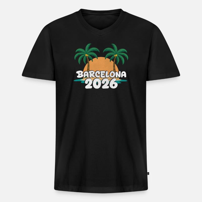 Barcelona 2026 - Männer Premium Bio T-Shirt mit V-Ausschnitt - Schwarz