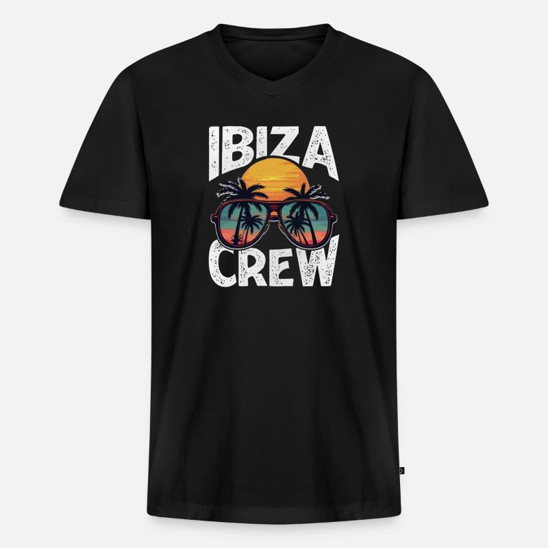 Ibiza Crew - Männer Premium Bio T-Shirt mit V-Ausschnitt - Schwarz