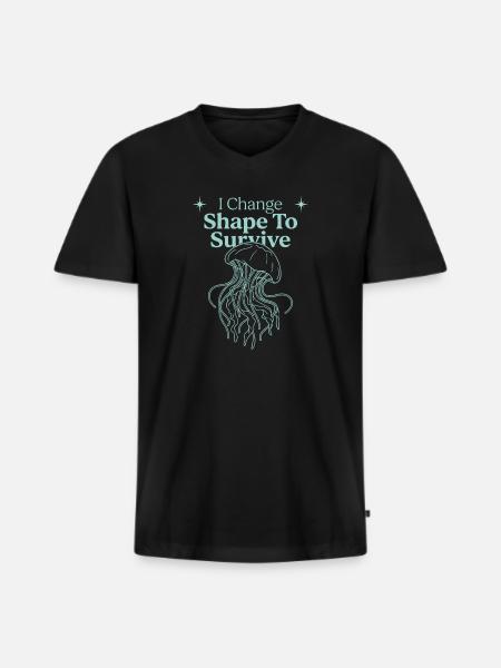 Méduse Océan Méduse Fluide Douce Marine - T-shirt encolure en V Premium bio Homme - noir