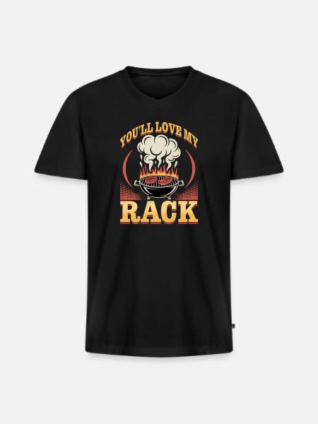BBQ Grilling Meat Smoking Barbecue - Men's Premium Organic T-shirt with V-neck - black