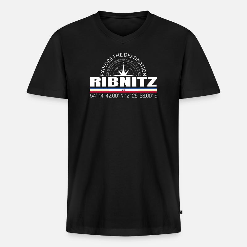 Ribnitz - Männer Premium Bio T-Shirt mit V-Ausschnitt - Schwarz