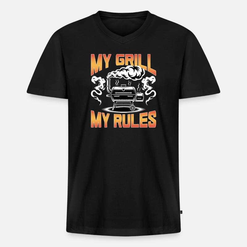 BBQ Grilling Meat Smoking Barbecue - Männer Premium Bio T-Shirt mit V-Ausschnitt - Schwarz