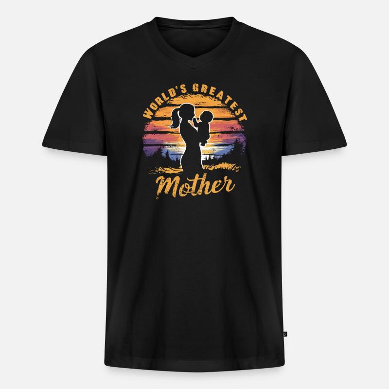 Die größte Mutter der Welt - Männer Premium Bio T-Shirt mit V-Ausschnitt - Schwarz