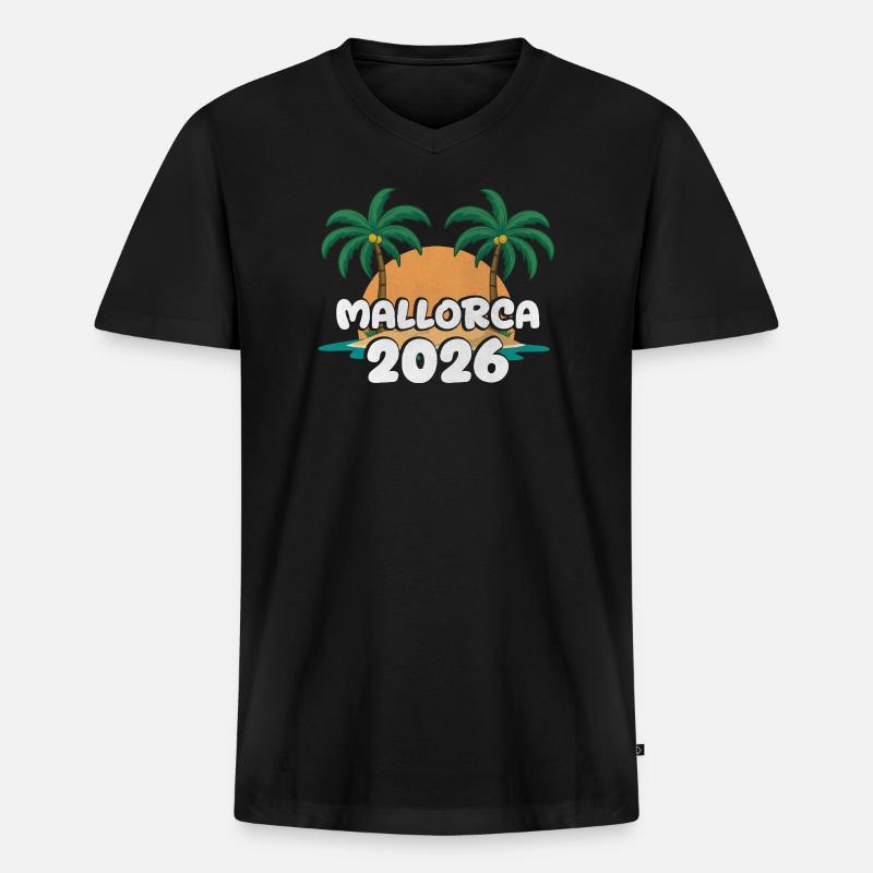 Mallorca 2026 - Männer Premium Bio T-Shirt mit V-Ausschnitt - Schwarz