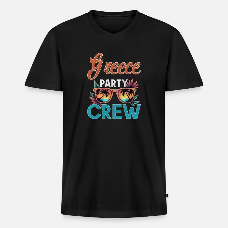 Greece Crew - Männer Premium Bio T-Shirt mit V-Ausschnitt - Schwarz