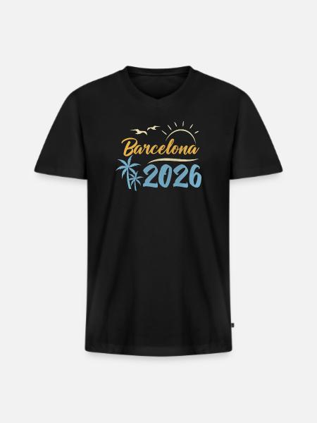 Barcelona 2026 - Männer Premium Bio T-Shirt mit V-Ausschnitt - Schwarz