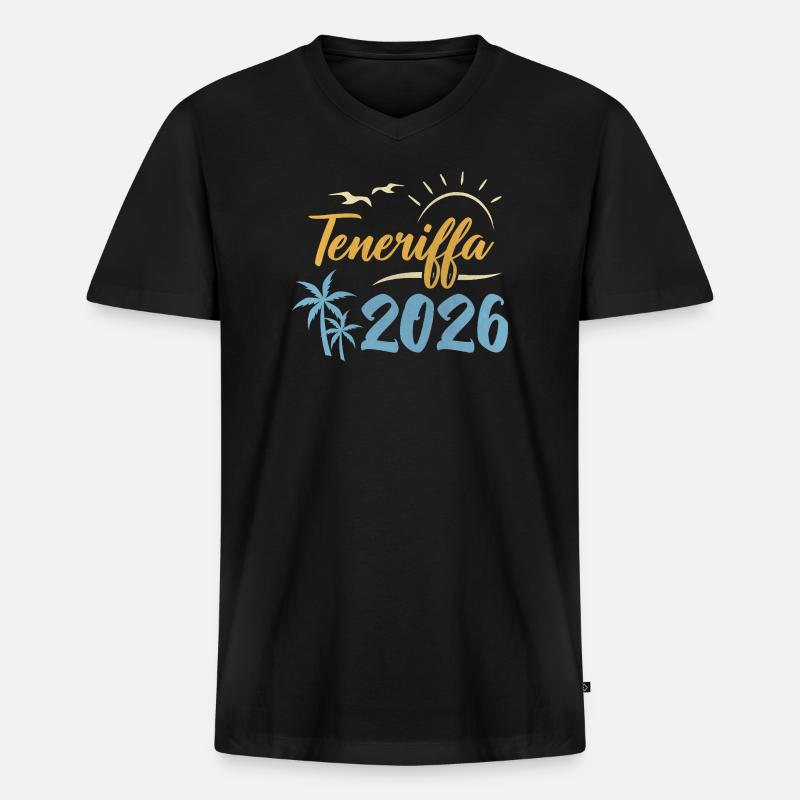 Teneriffa 2026 - Männer Premium Bio T-Shirt mit V-Ausschnitt - Schwarz
