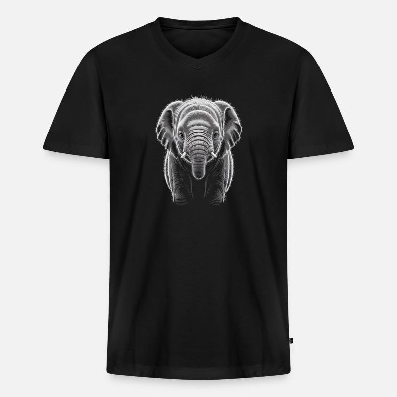 Elefant - Männer Premium Bio T-Shirt mit V-Ausschnitt - Schwarz