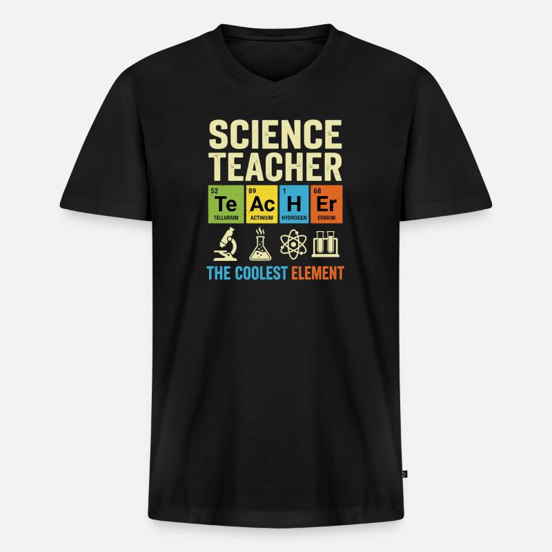Naturwissenschaftslehrer: Das coolste Element - Männer Premium Bio T-Shirt mit V-Ausschnitt - Schwarz