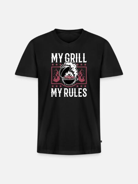 BBQ Grilling Meat Smoking Barbecue - Männer Premium Bio T-Shirt mit V-Ausschnitt - Schwarz
