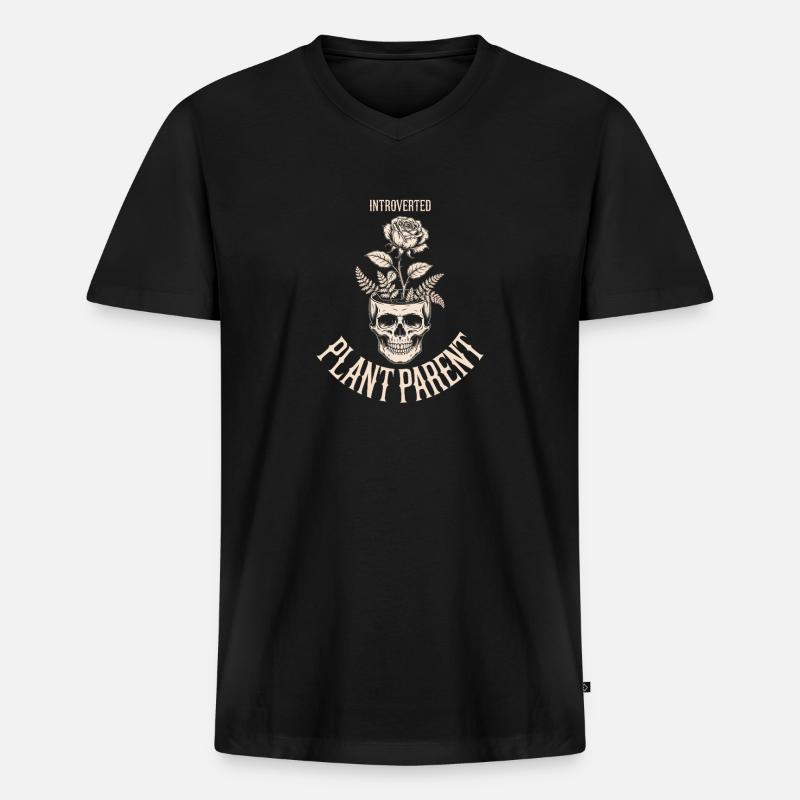 Introvertierter Pflanzenelternschädel - Männer Premium Bio T-Shirt mit V-Ausschnitt - Schwarz